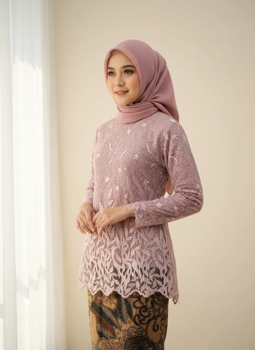 Kebaya Brokat Dusty Pink
