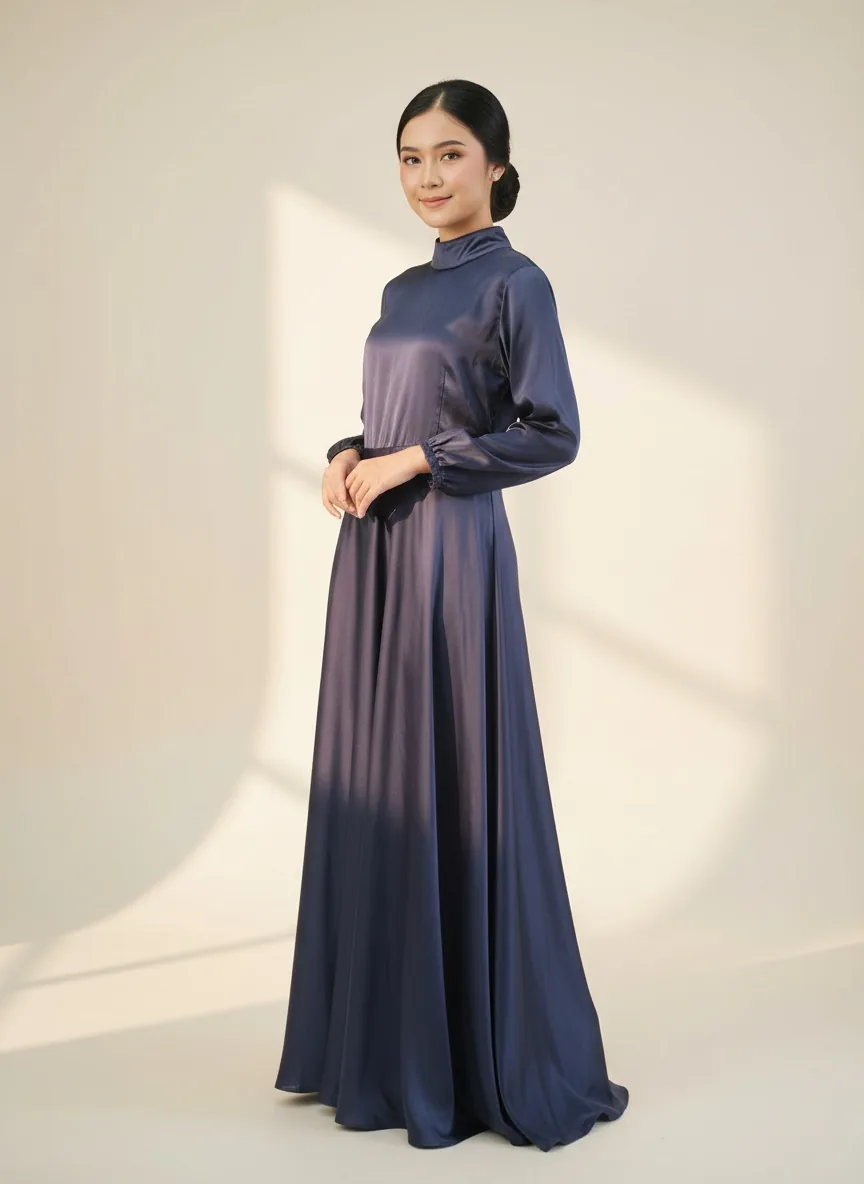 Gamis Satin Navy