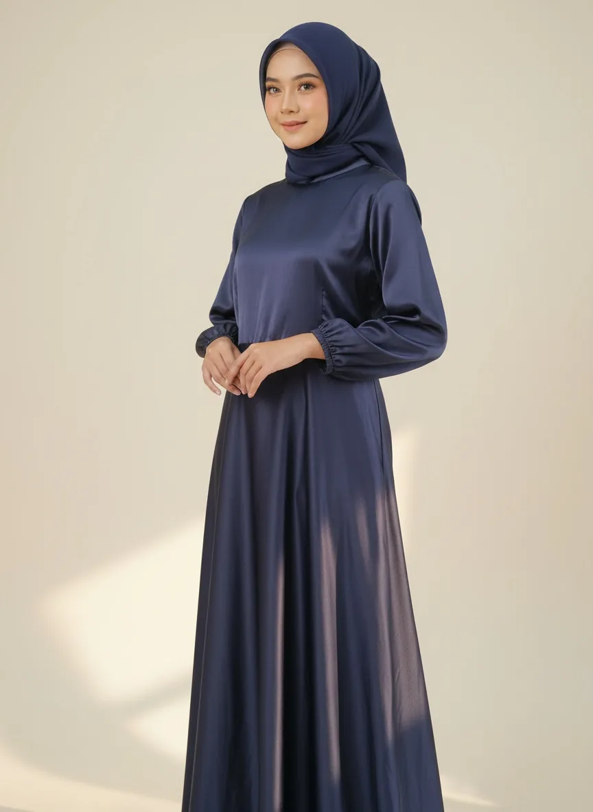 Gamis Satin Navy