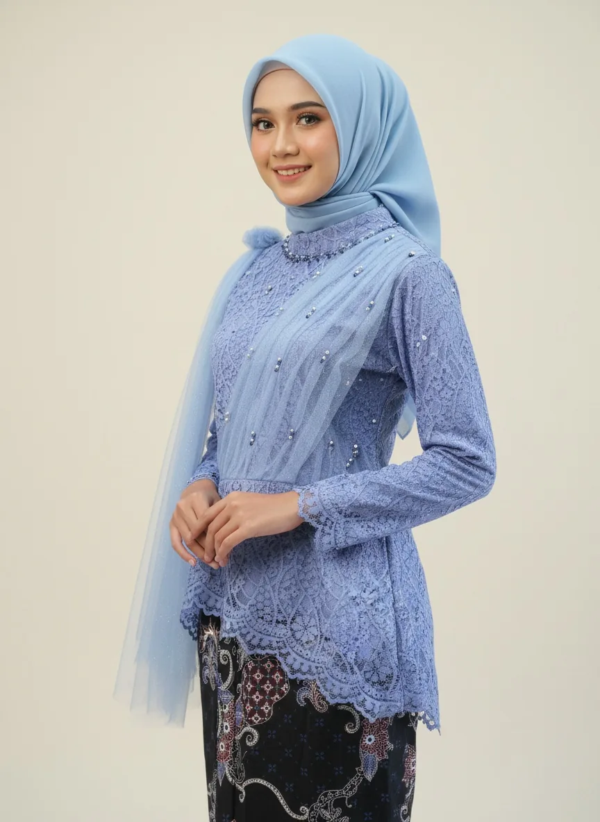 Kebaya Tulle Biru Langit