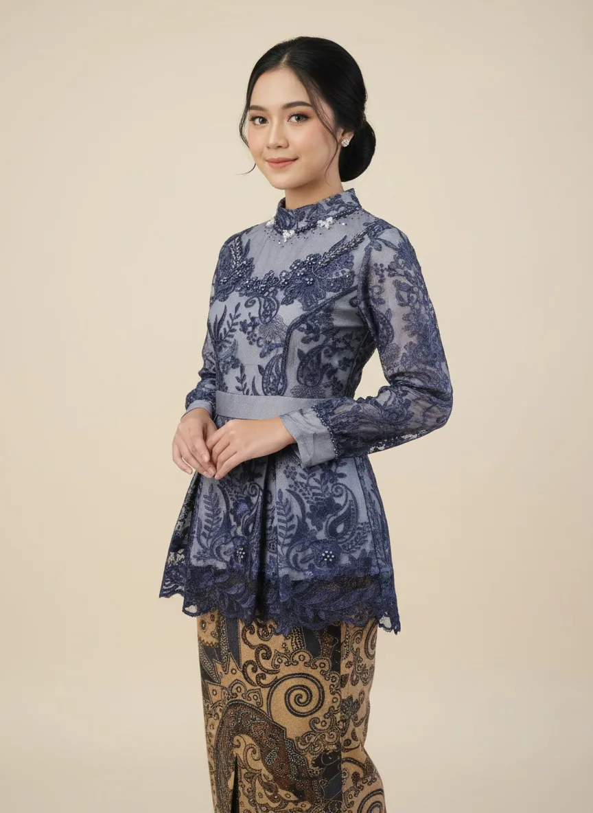 Kebaya Peplum Navy