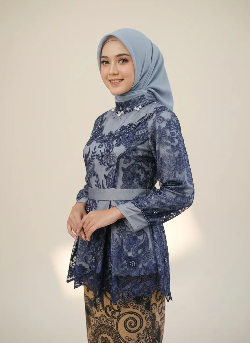 Kebaya Peplum Navy