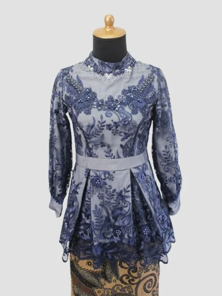 Kebaya Peplum Navy, foto asli